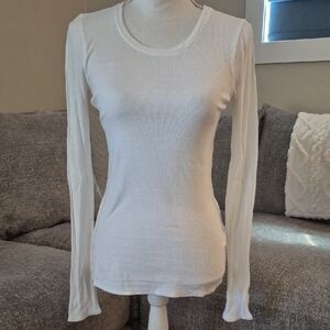BCBGMaxAzria Classic White Long Sleeve Tee